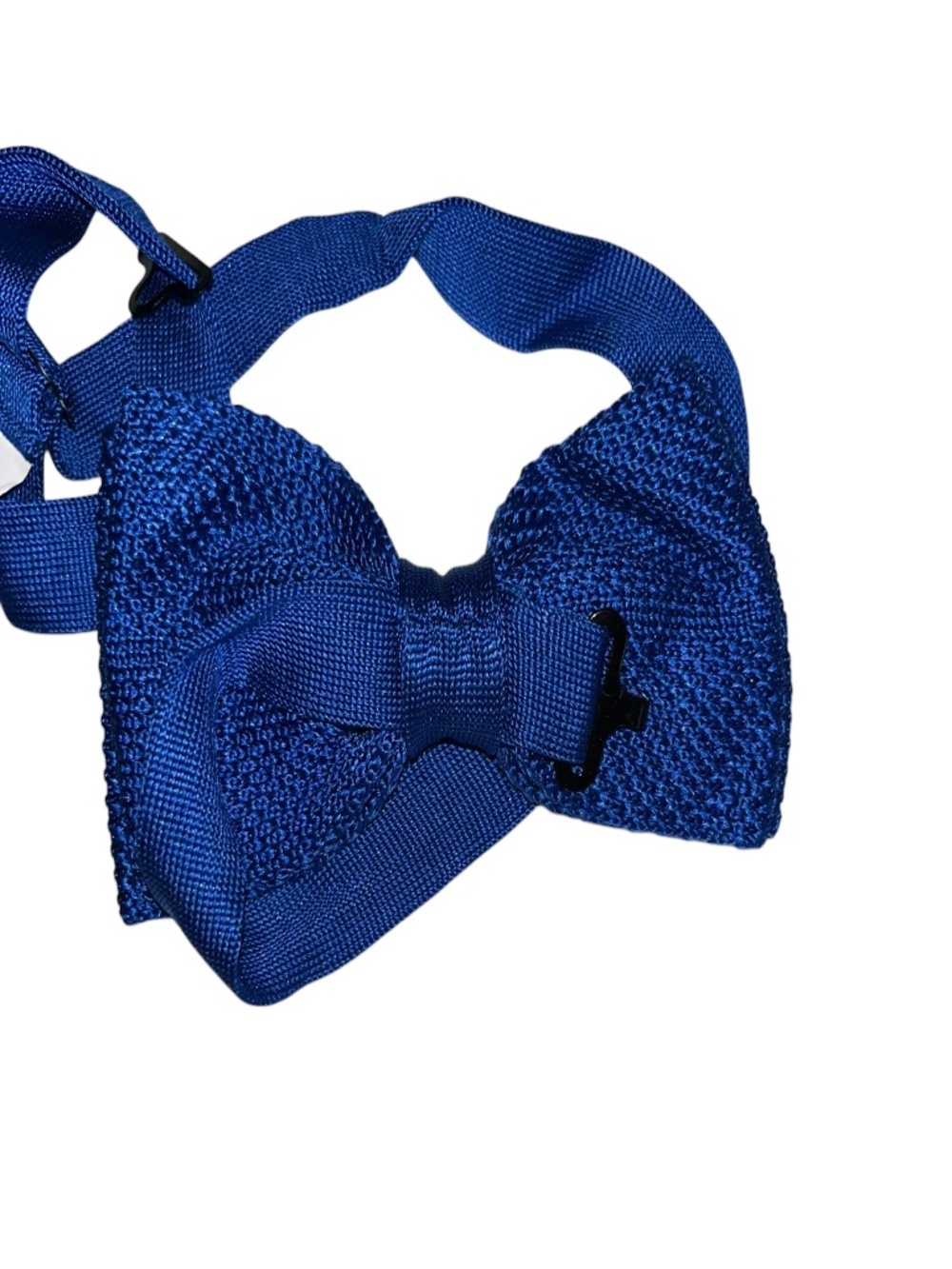 Cristoforo Cardi 100% SILK royal blue sweater knit bow tie AS NEW condition